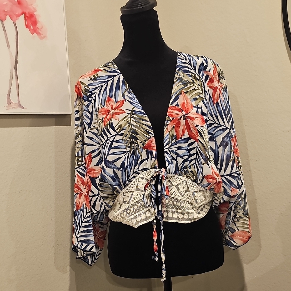 Timing Multicolor Swirl Kimono